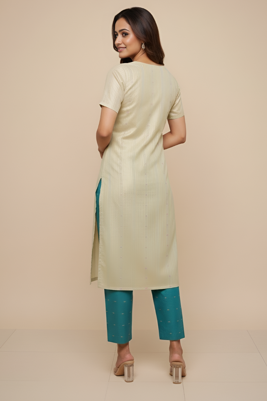 Ethereal Dreams Striped Green And Teal Kurta Set