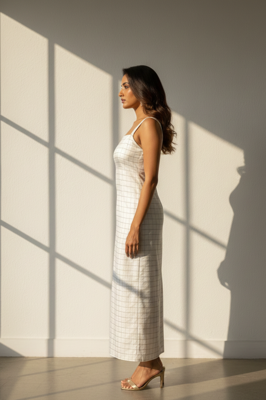Juno Zari Checkered White Dress