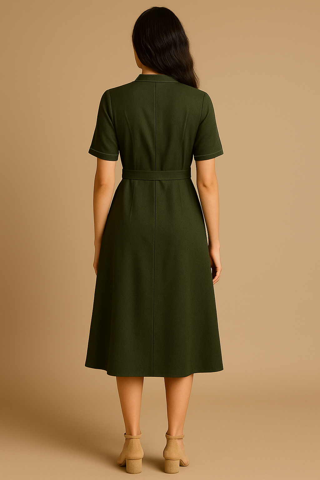 Aura Button Down Solid Shirt Dress