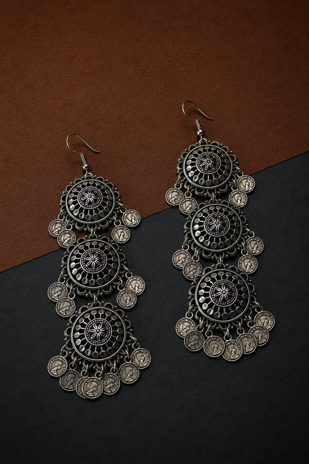 Earth & Silver Statement Earrings - VII