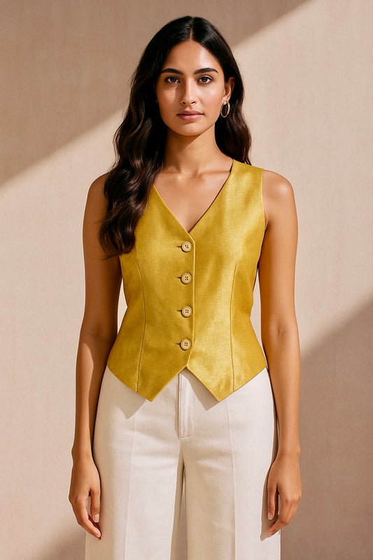Adaa Solid Gold Vest Top