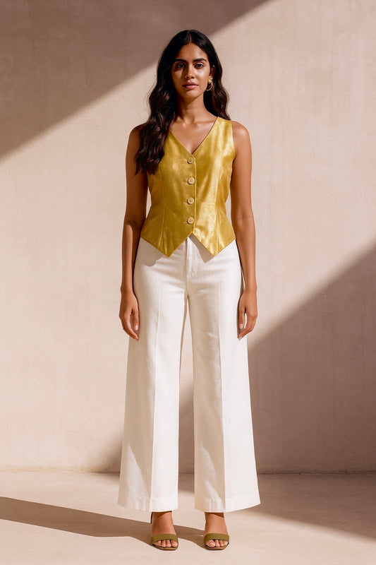 Adaa Solid Gold Vest Top