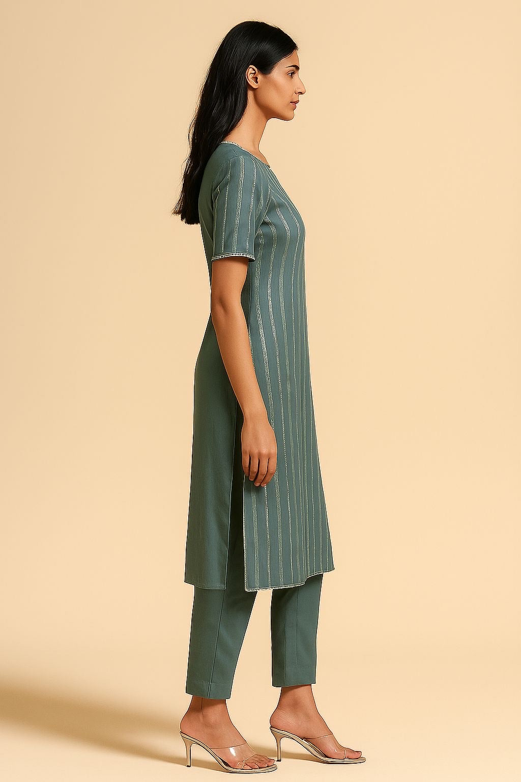 Inkwell Odyssey Green Striped Kurta