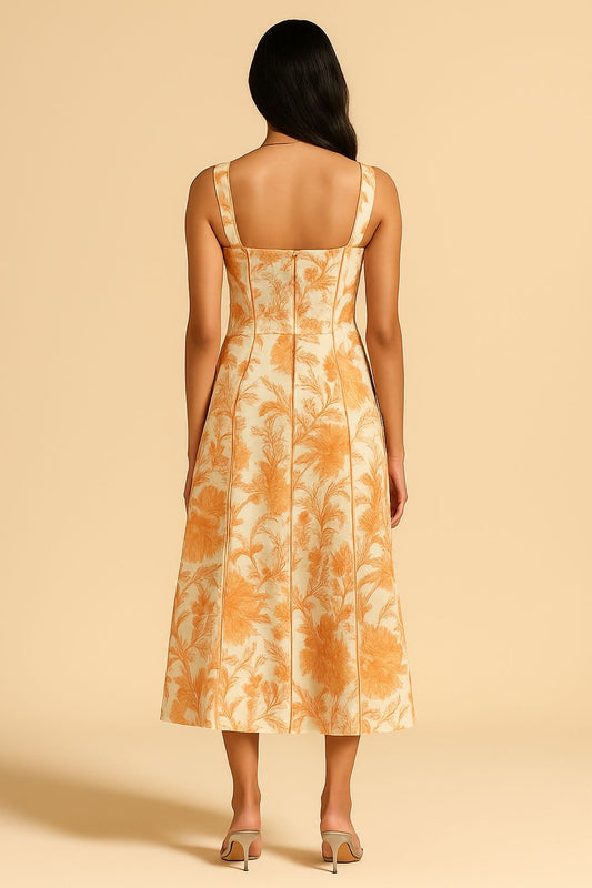 Sepia White Printed Corset Dress