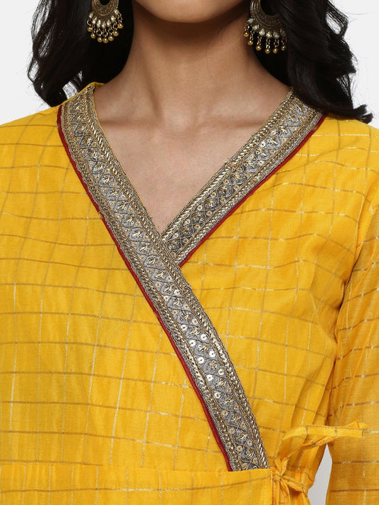 Mustard_Checkered_Kurta_Front_Close_Up_1 (4748498927701)