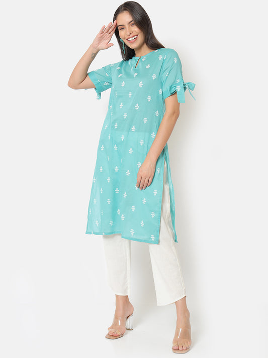 Sanchi Blue Ruffled Kurta