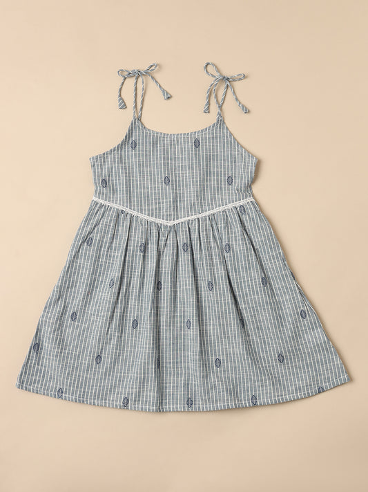  Saaki Girls Summer Soft Blue Tie Up Dress