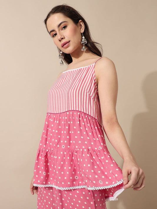 Wildflower Pink Printed Flared Top