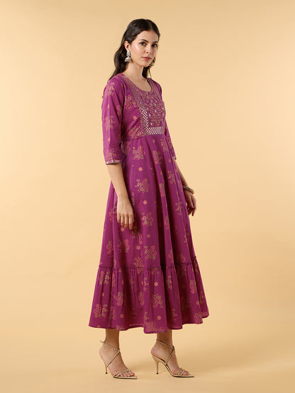 Blooming Elegance Fuchsia Anarkali Dress