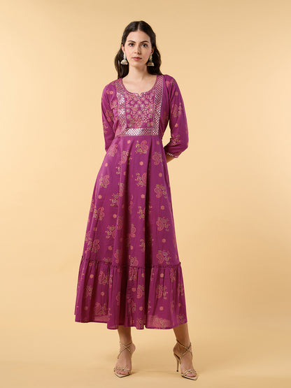 Blooming Elegance Fuchsia Anarkali Dress