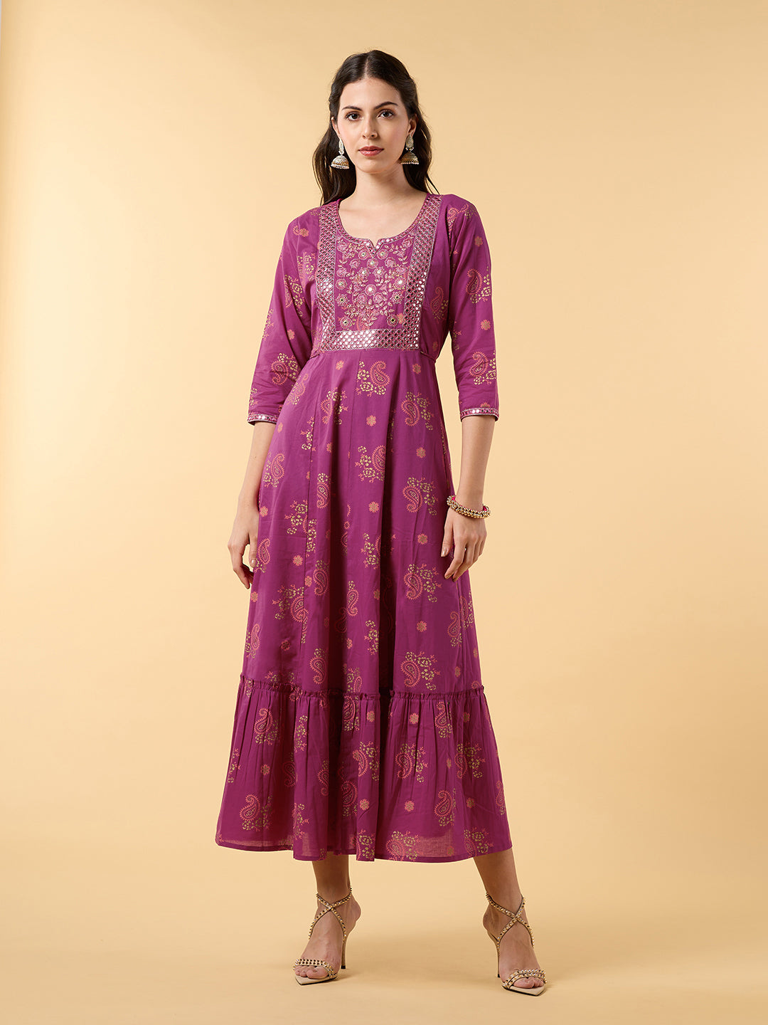 Blooming Elegance Fuchsia Anarkali Dress