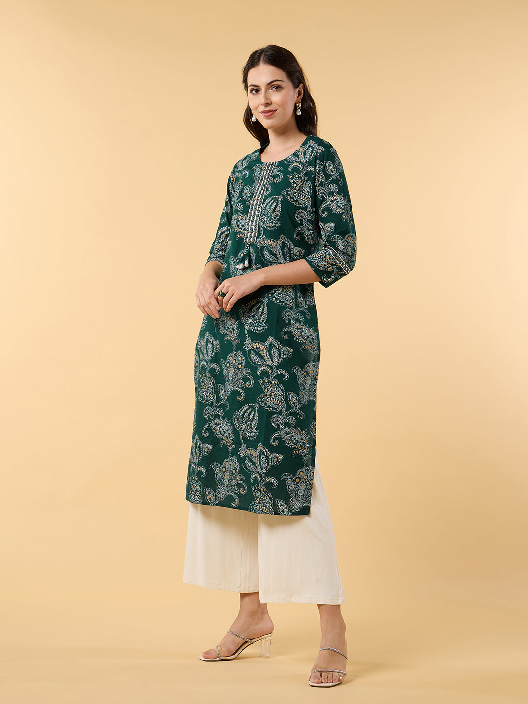 Blooming Elegance Green Printed Kurta