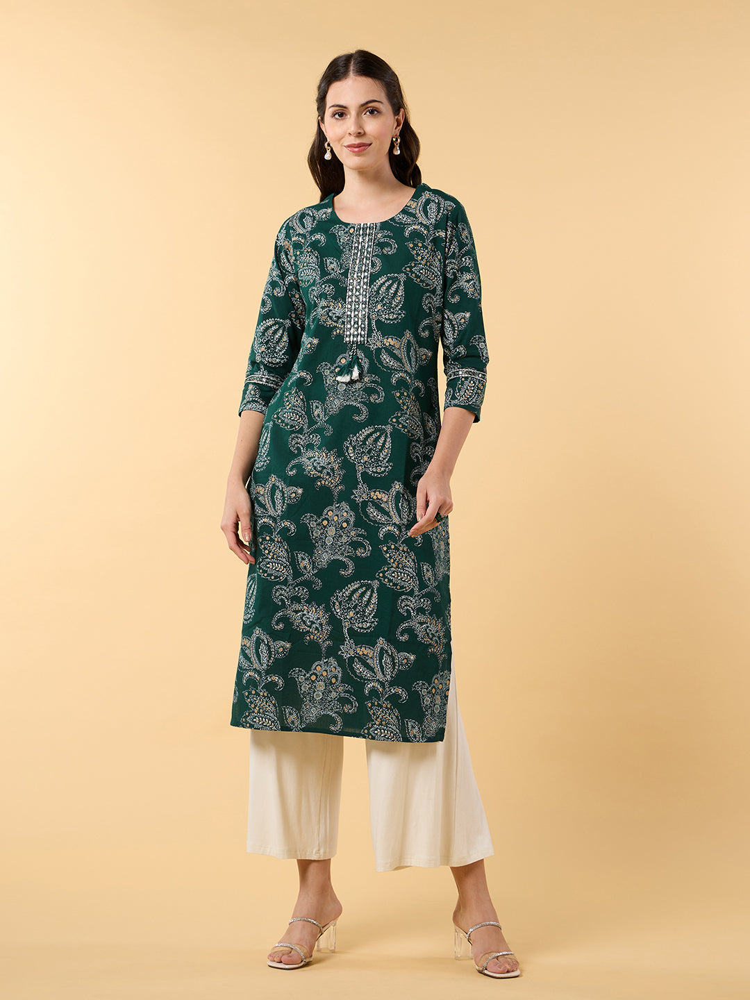 Blooming Elegance Green Printed Kurta