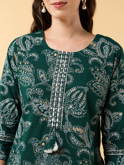 Blooming Elegance Green Printed Kurta