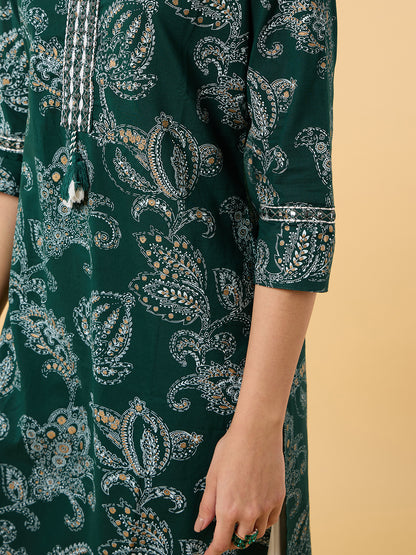 Blooming Elegance Green Printed Kurta