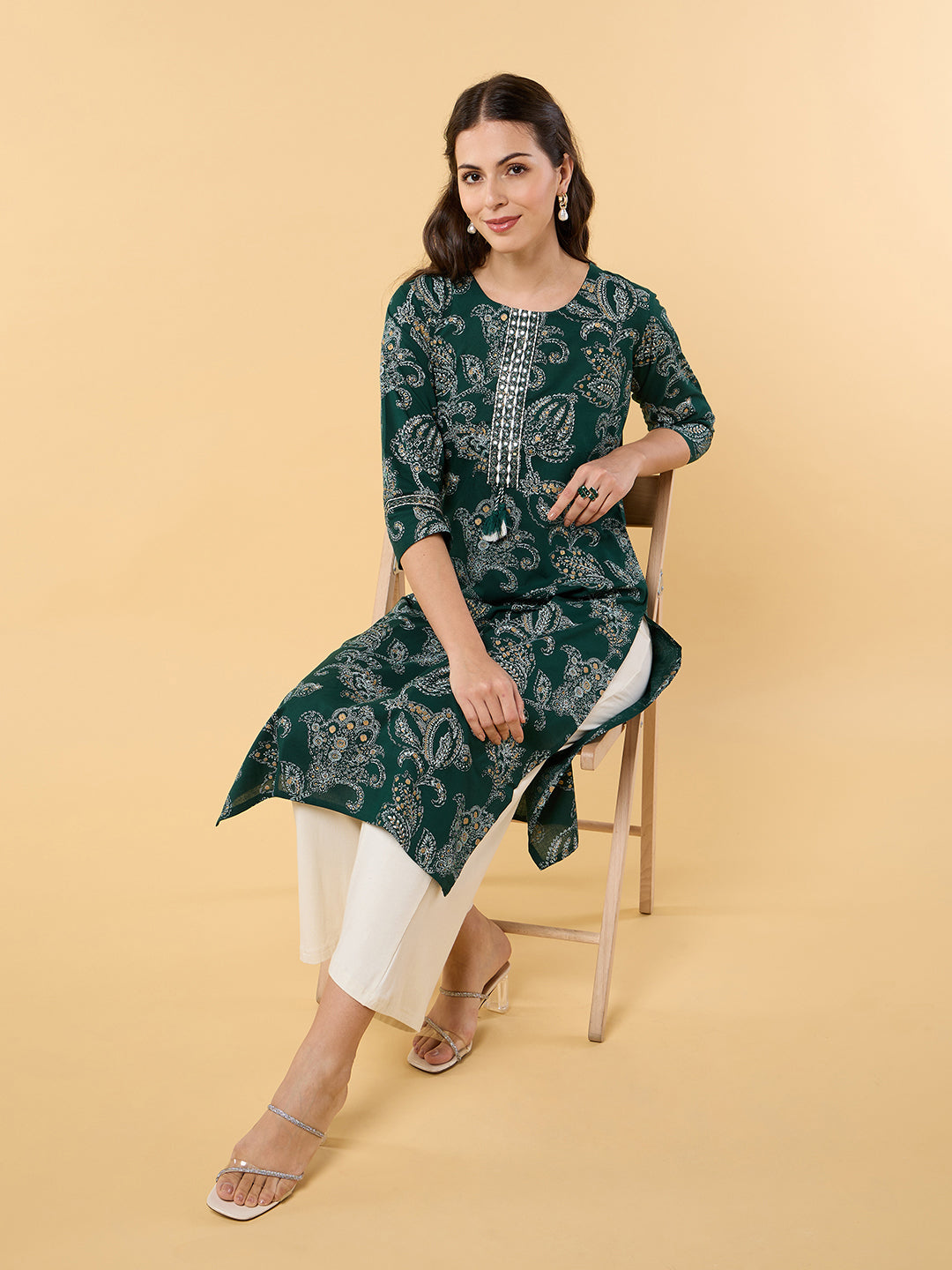 Blooming Elegance Green Printed Kurta