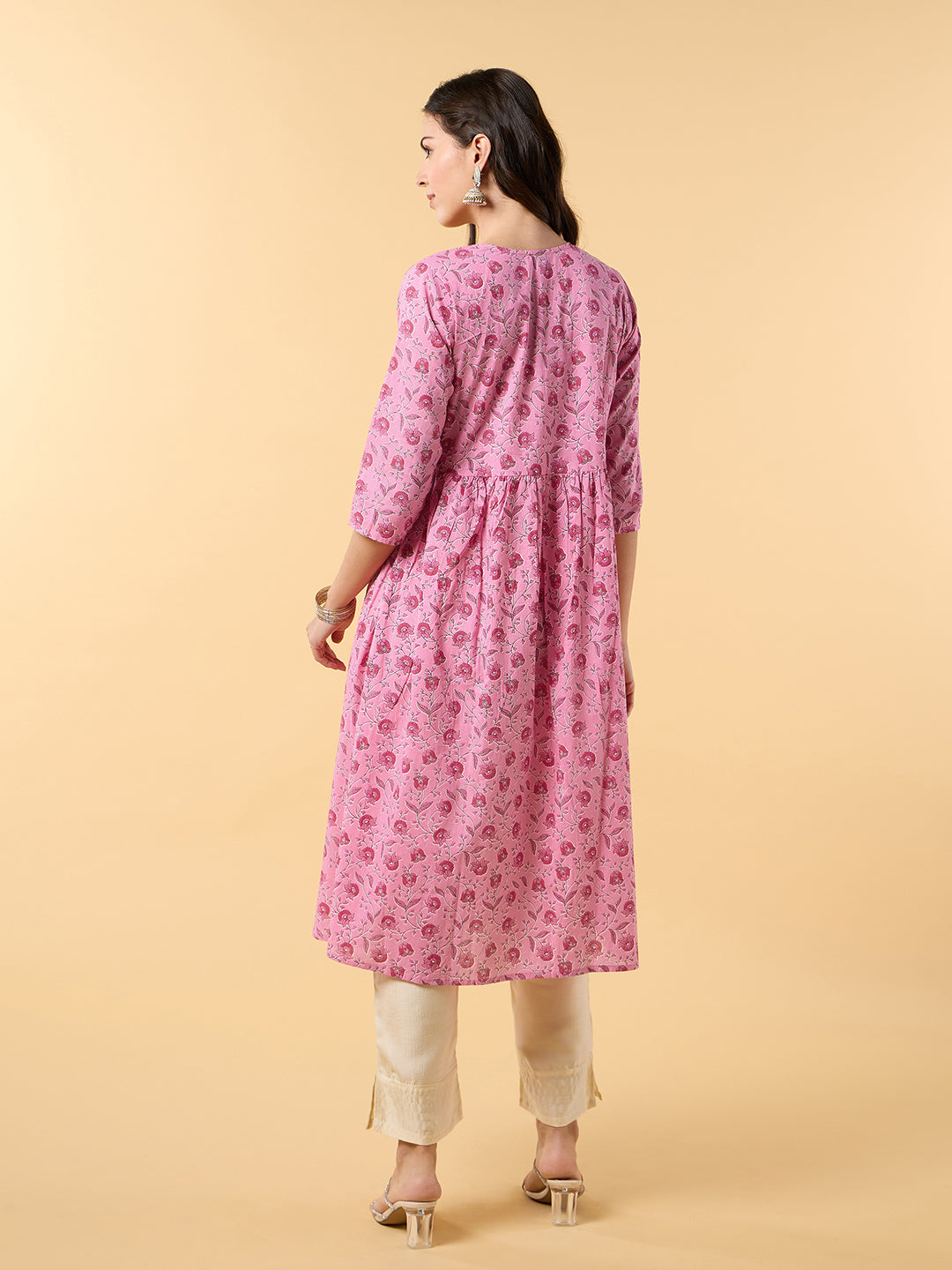 Blooming Elegance Floral Pink Kurta