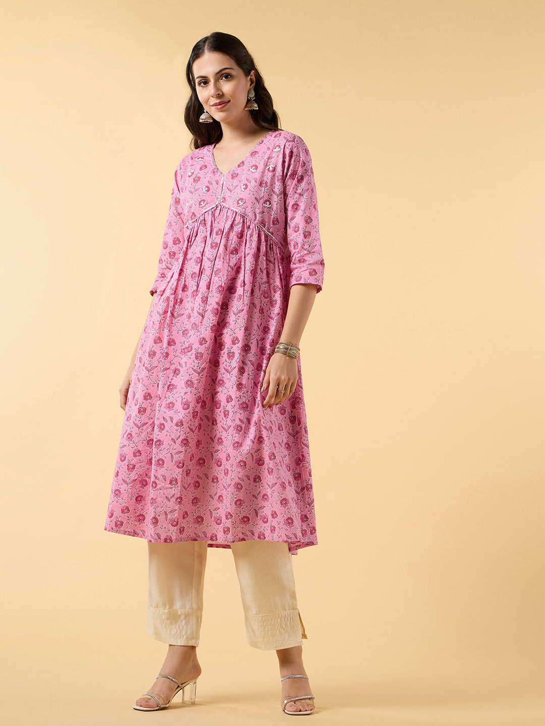 Blooming Elegance Floral Pink Kurta