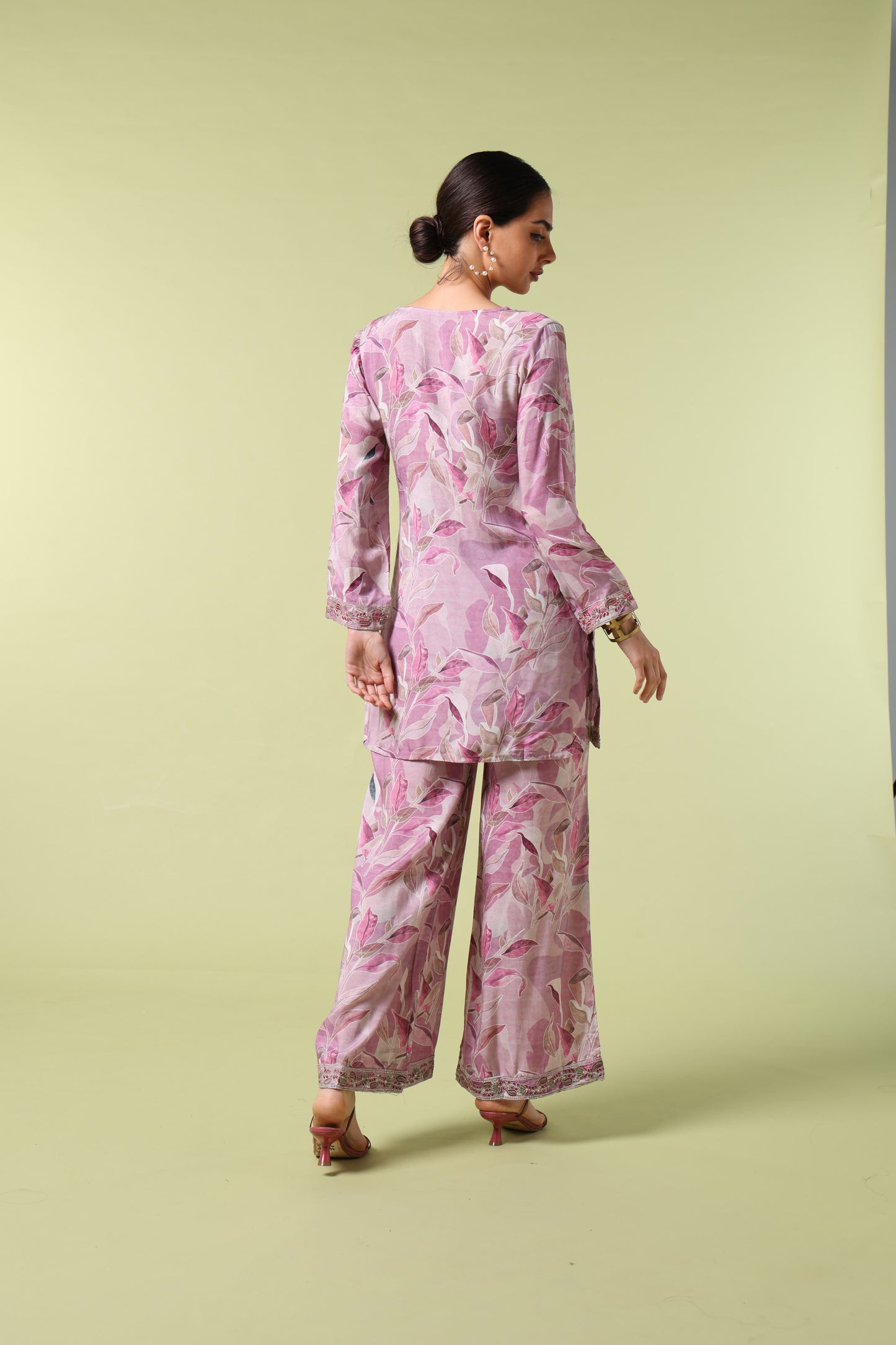 Vibrant Roots Printed Pink Kurta Set