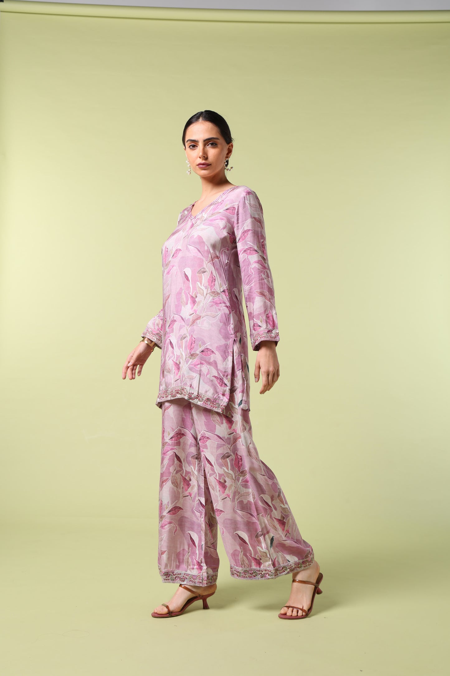 Vibrant Roots Printed Pink Kurta Set