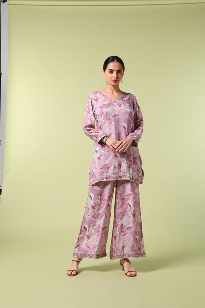 Vibrant Roots Printed Pink Kurta Set