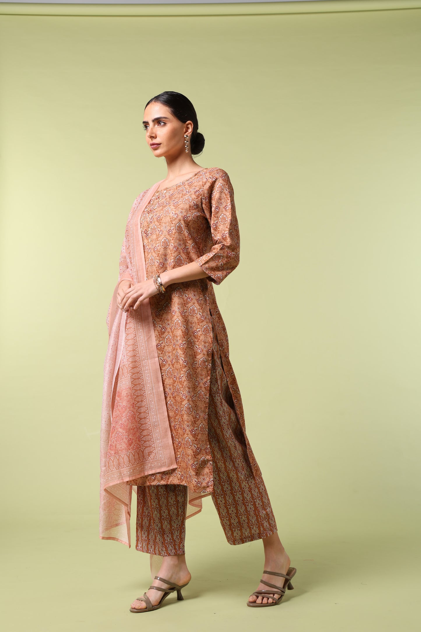 Vibrant Roots Printed Kurta Set with Matching Dupatta