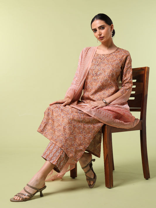 Vibrant Roots Printed Kurta Set with Matching Dupatta