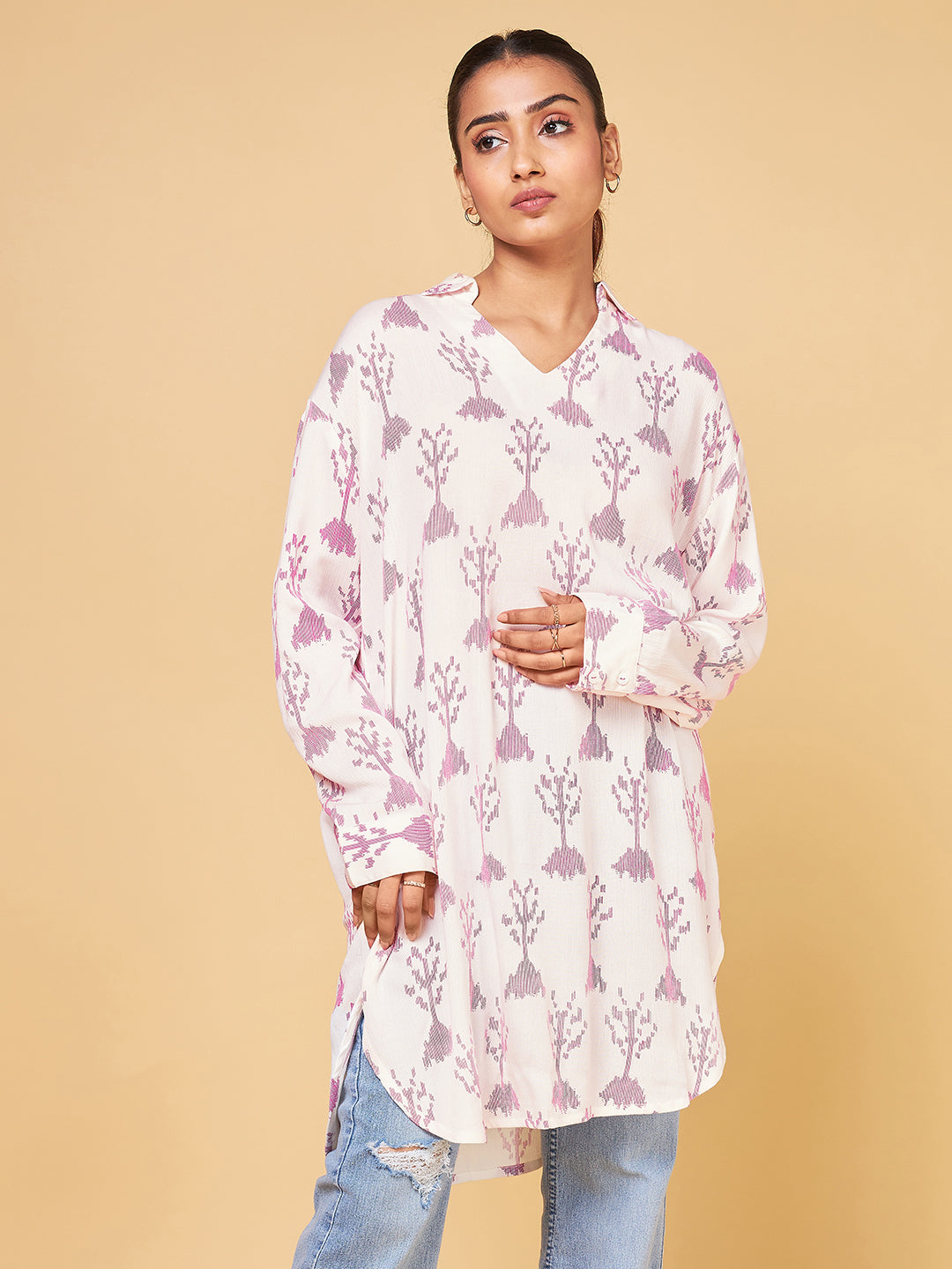 Echoes of Bliss Abstract Geometric Printed Shirt