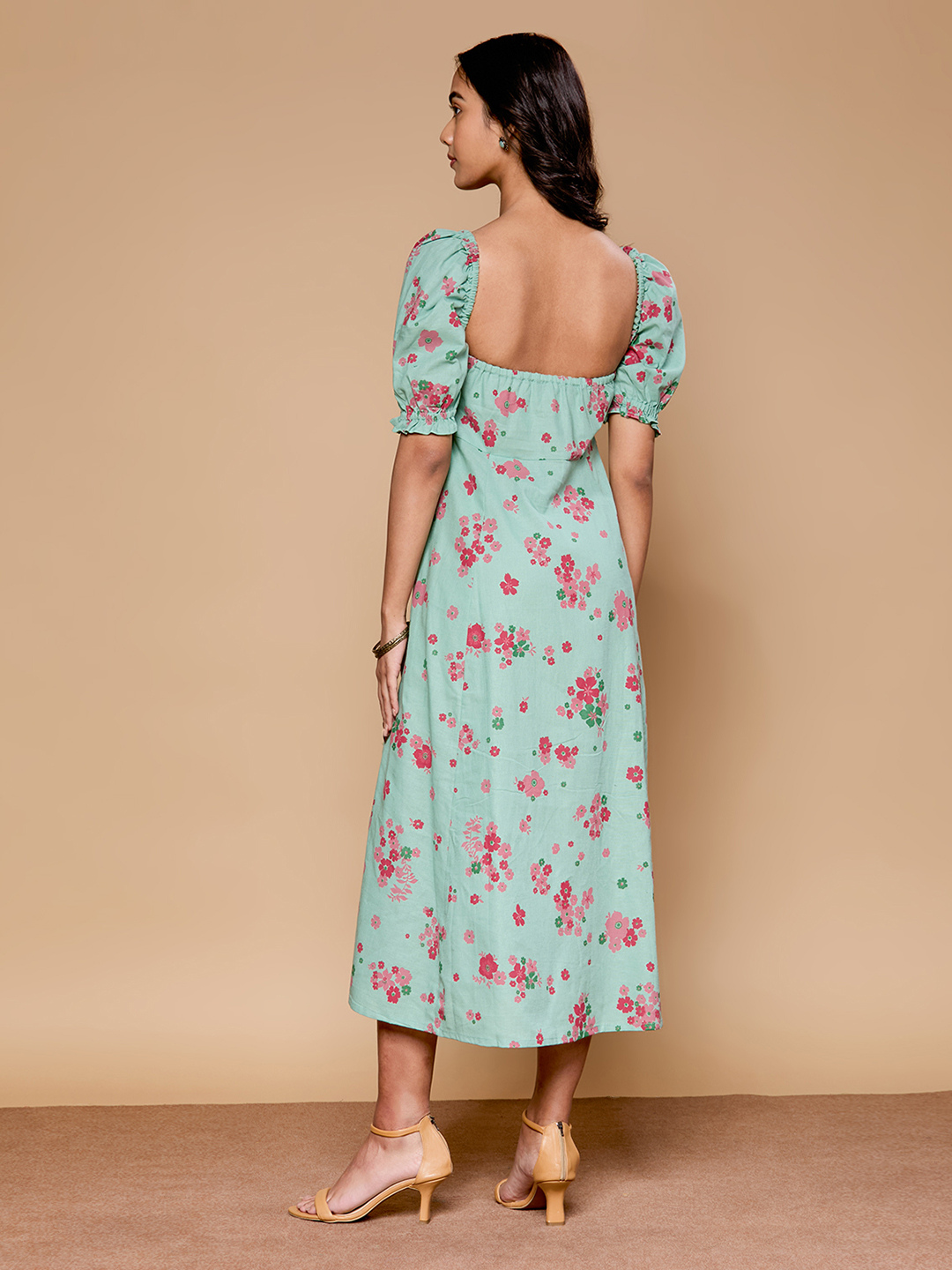 Ruhani Green Floral Printed Dress