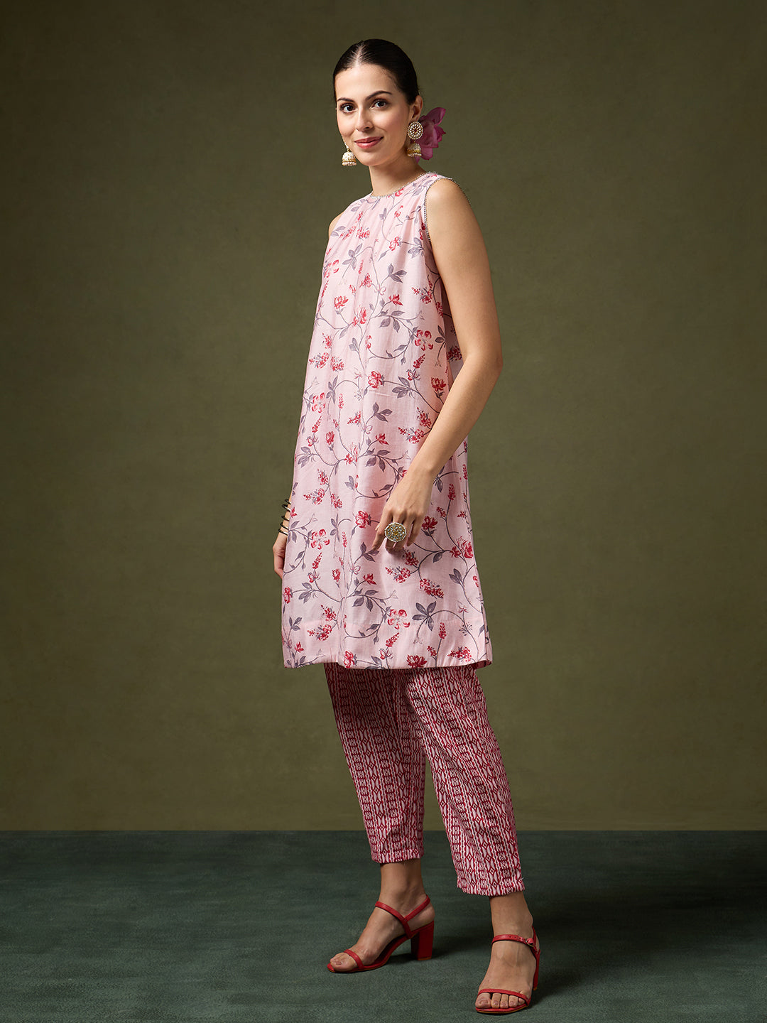 Blooming Melodies Blush Floral Kurta Set