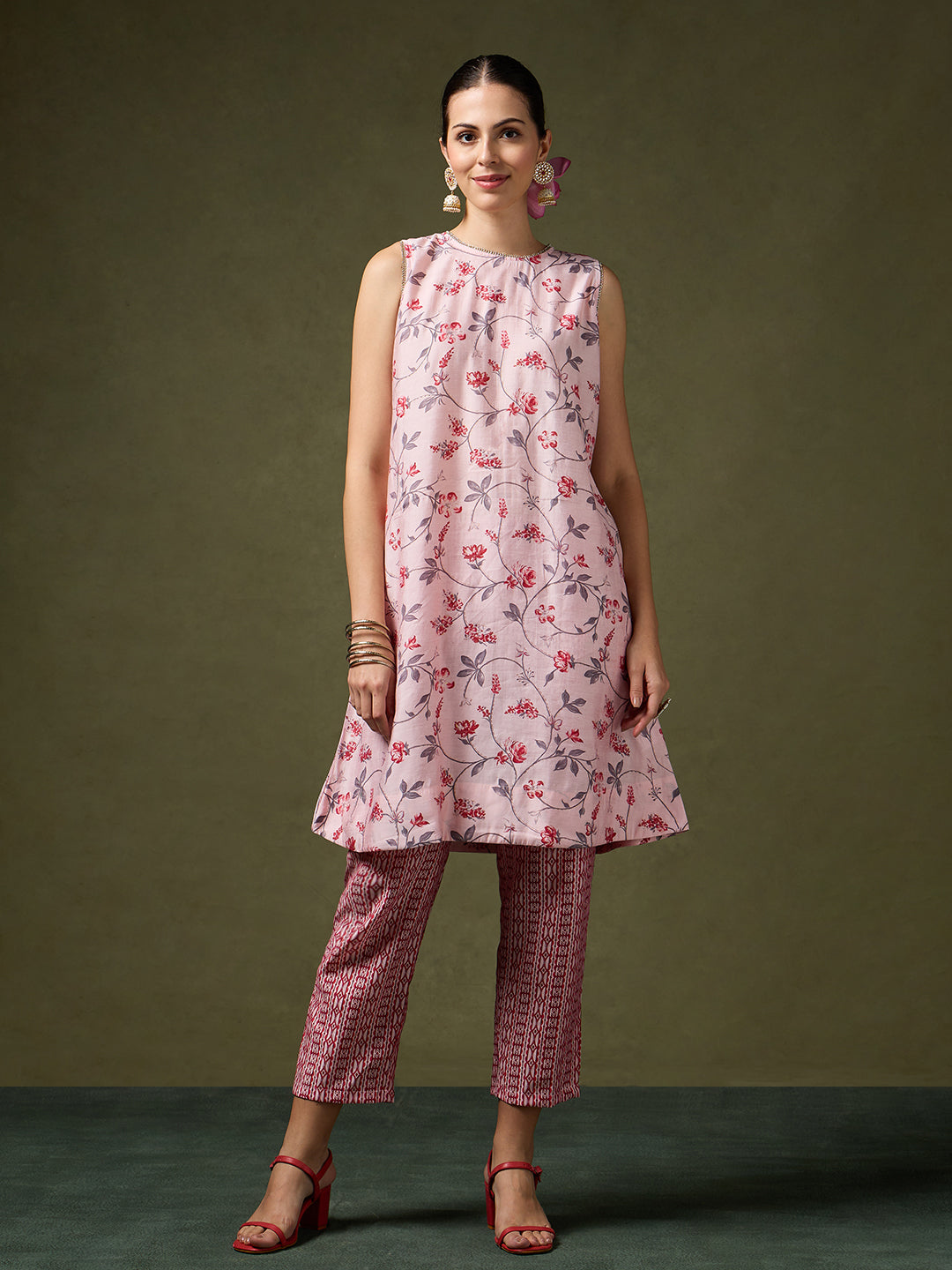 Blooming Melodies Blush Floral Kurta Set