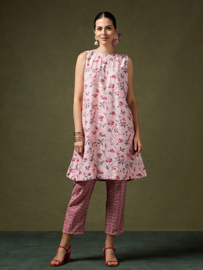 Blooming Melodies Blush Floral Kurta Set