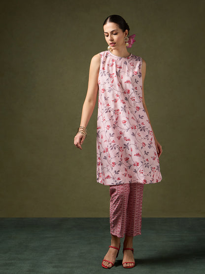 Blooming Melodies Blush Floral Kurta Set