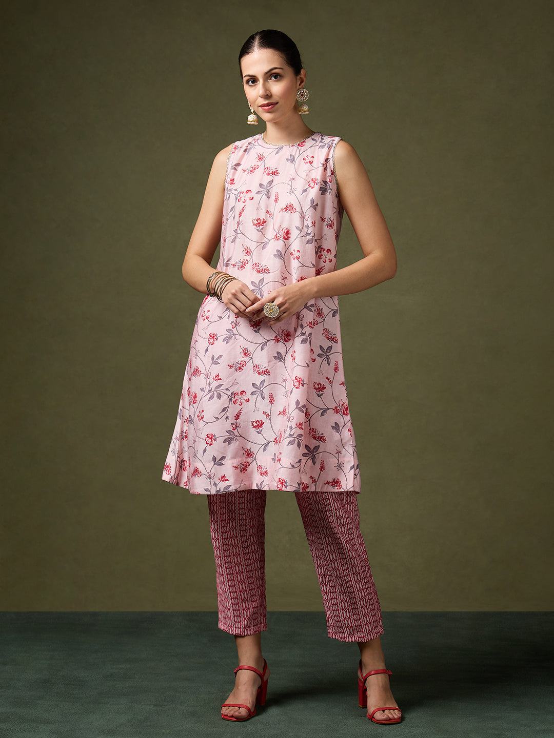 Blooming Melodies Blush Floral Kurta Set