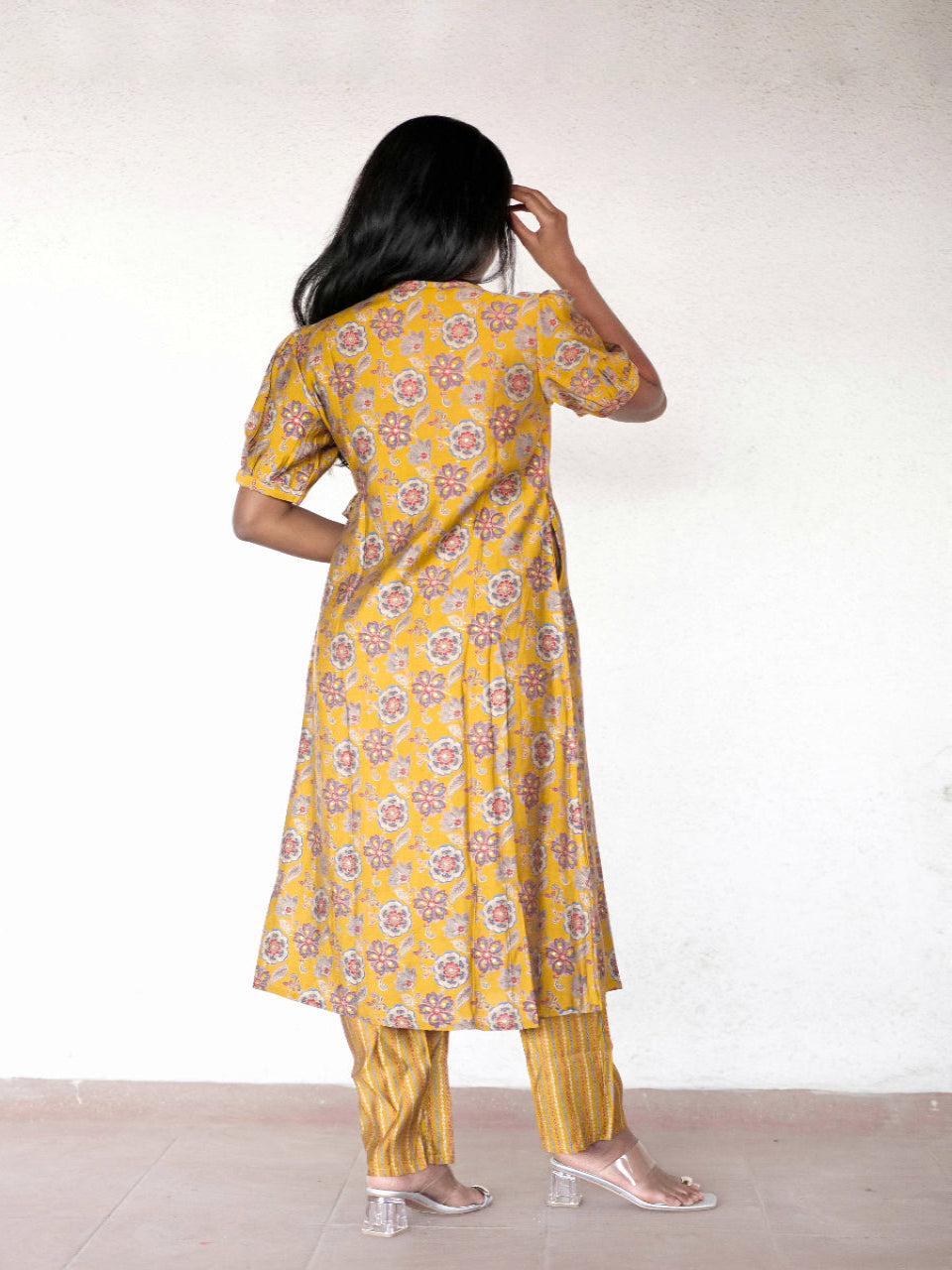 Blooming Melodies Mustard Kurta Set