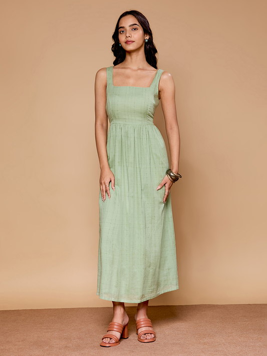 Ornate Oasis Green Sleeveless Dress