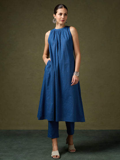 Blooming Melodies Denim Blue Kurta Set