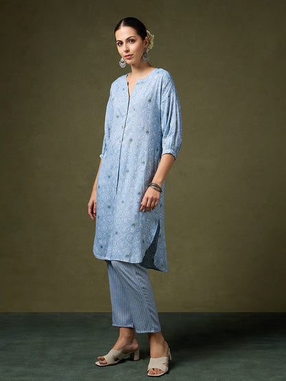 Blooming Melodies Blue Kurta Set