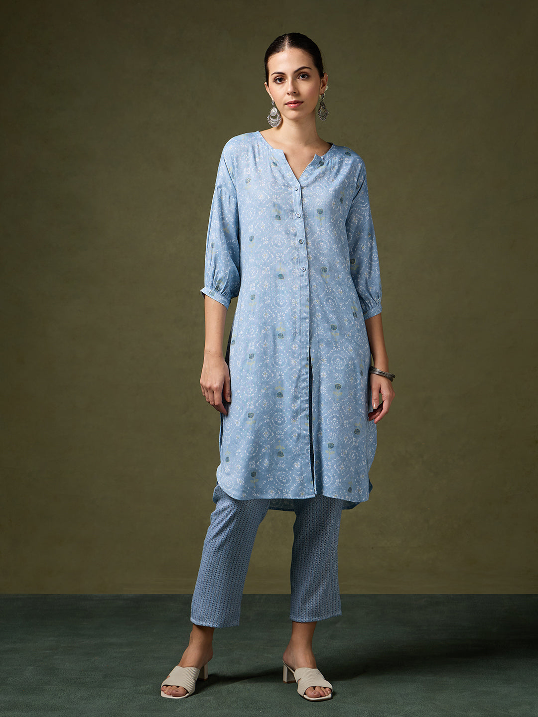 Blooming Melodies Blue Kurta Set