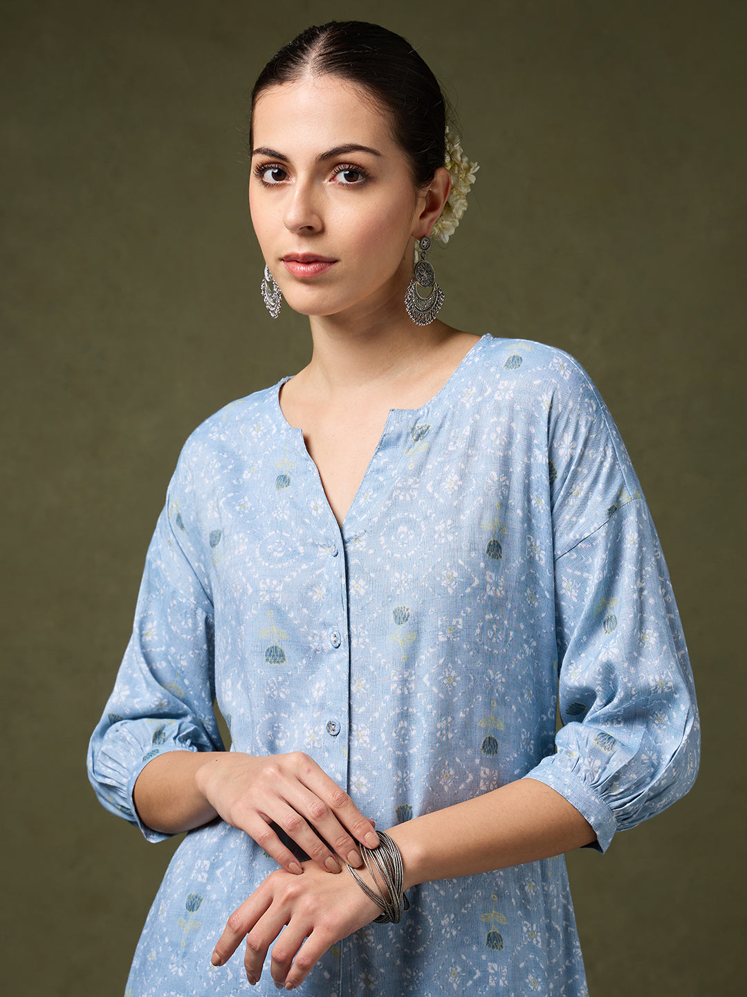 Blooming Melodies Blue Kurta Set