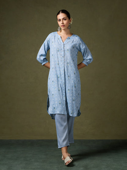 Blooming Melodies Blue Kurta Set