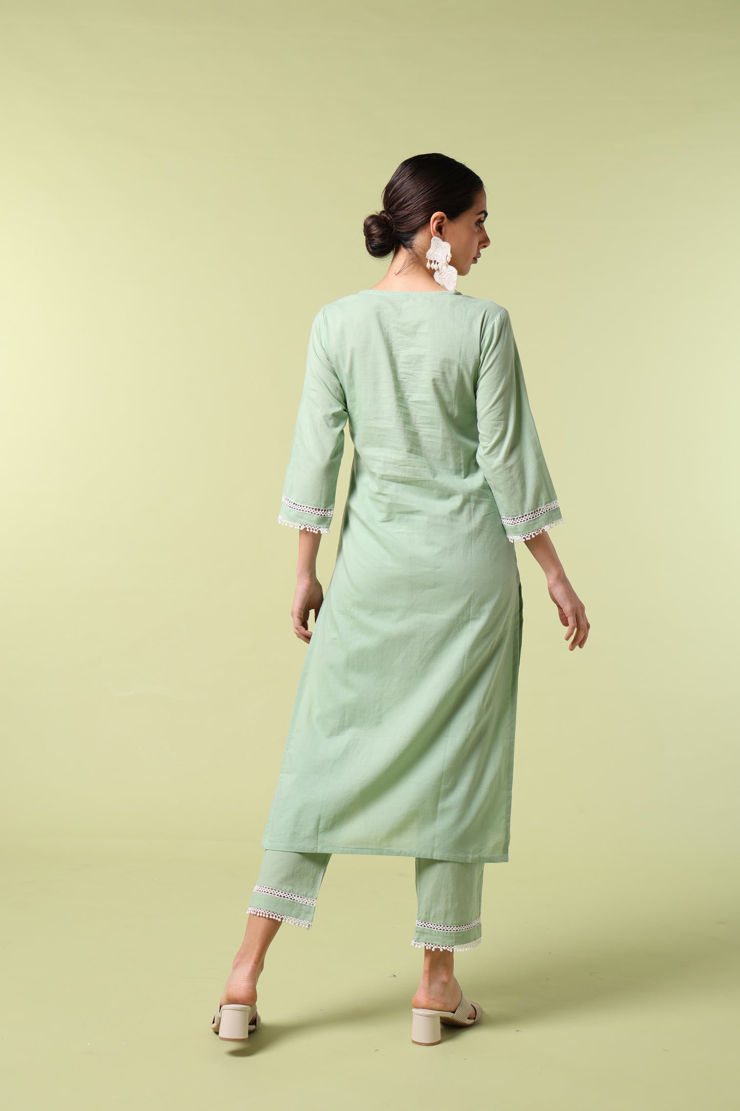 Vibrant Roots Green Embroidered Kurta Set