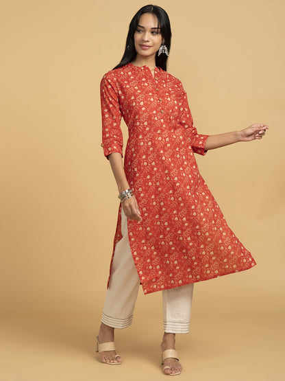 Blooming Elegance Red Floral Kurta