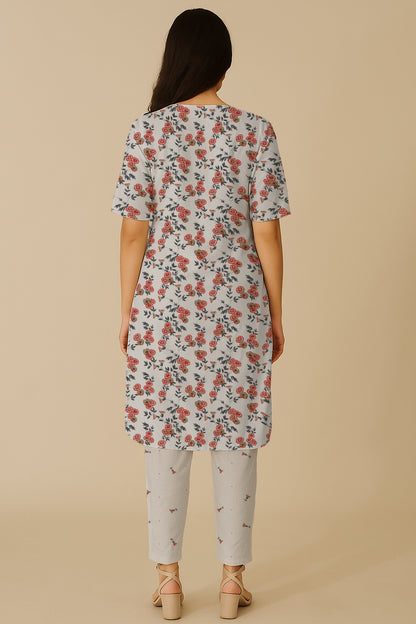 Sareen Floral Printed Off white Kurta Set