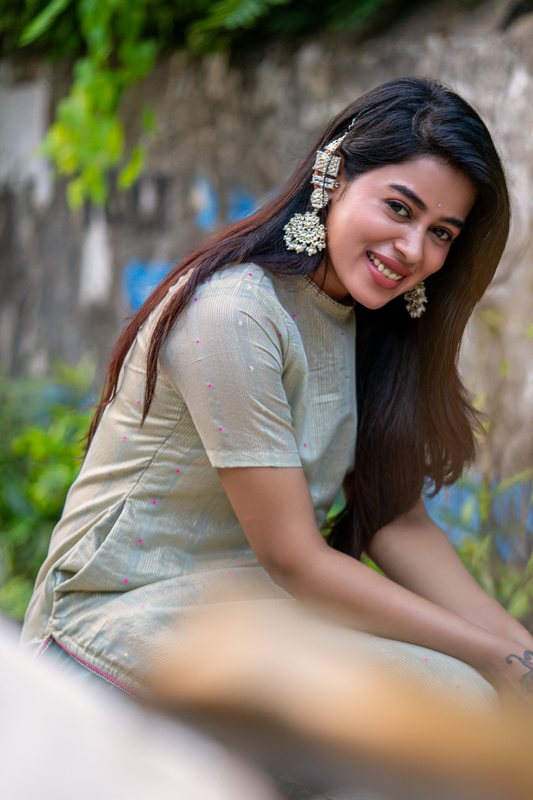 Ethereal Dreams Striped Green And Teal Kurta Set