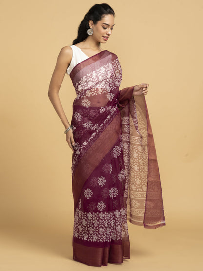 Divine Drapes Magenta Floral Saree