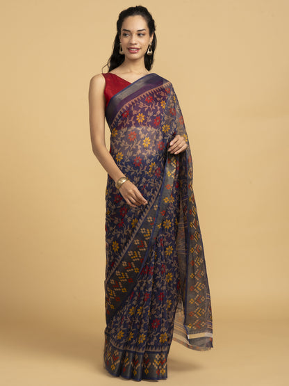 Divine Drapes Purple All Over Print Saree