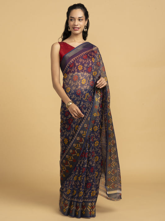 Divine Drapes Purple All Over Print Saree