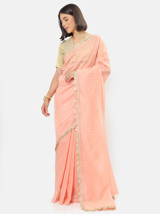 Moonlight Pink Chanderi Saree