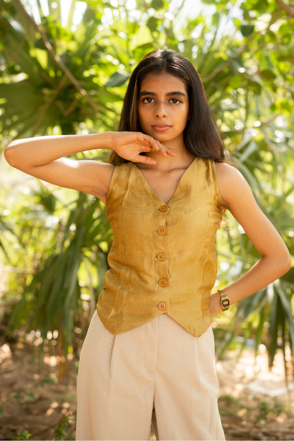 Adaa Solid Gold Vest Top